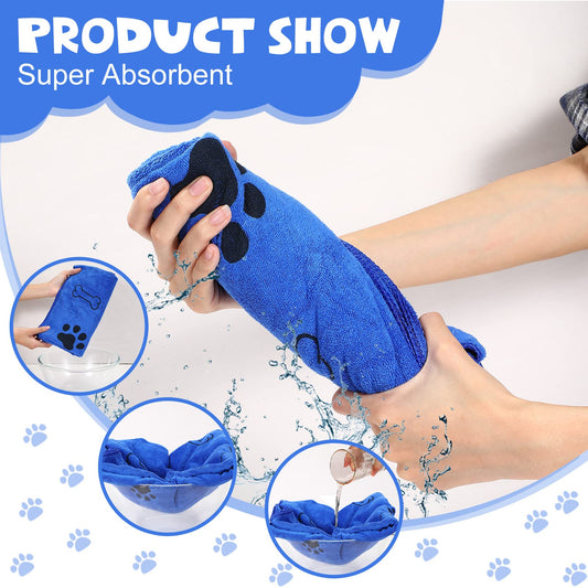 4 Pcs Dog Towels for Drying Dog Puppy Bulk Microfiber Absorbent Paw Towel Pet Bathing Supplies Quick Drying for Medium Ca