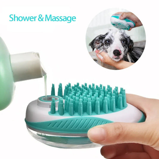 Pet Dog Cat Bath Brush 2-In-1 Pet SPA Massage Comb Soft Silicone Pet Shower Hair Grooming Cmob Dog Cleaning Tool Pet Supplies