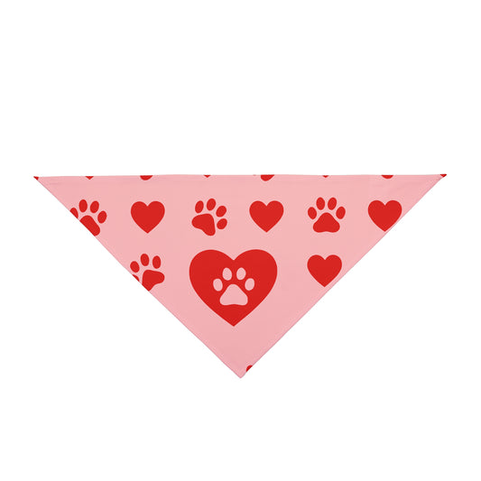 Valentine Paw Print Pet Bandana — Pink Hearts & Paws Dog Scarf (bring back later)