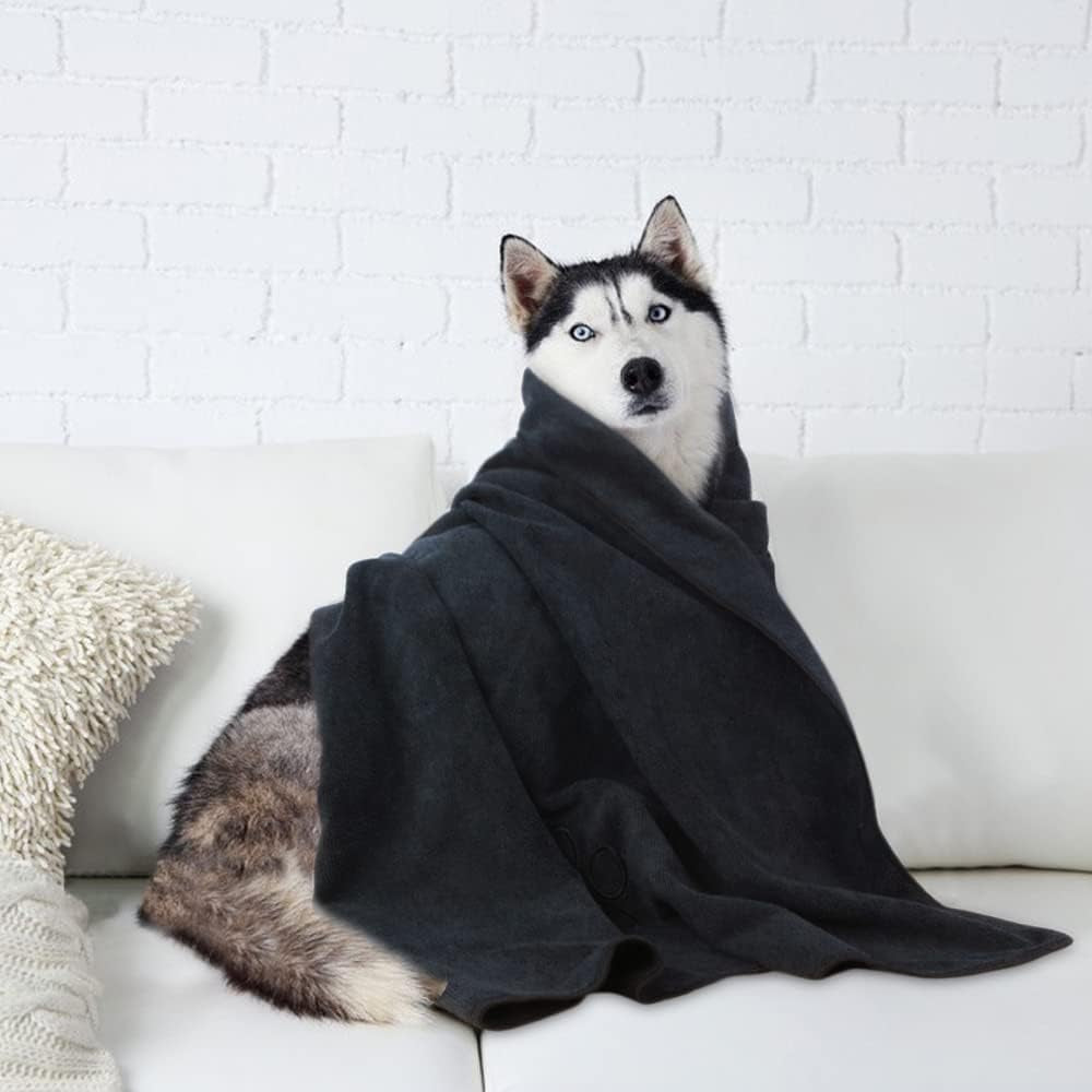 Dog Towel Super Absorbent Pet Bath Towel Microfiber Dog Drying Towel for Small, Medium, Large Dogs and Cats 30Inch X 50Inch Black