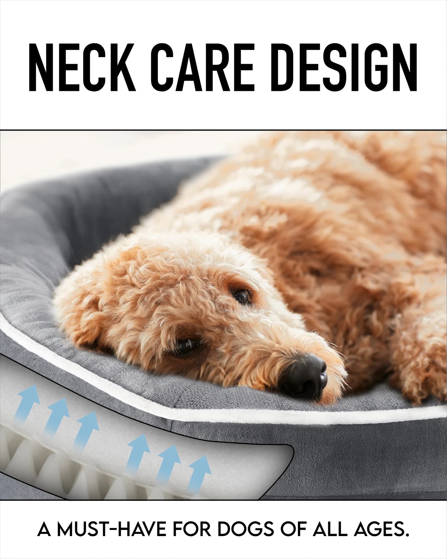 35In Luxury Sofa-Style Pet Orthopedic Bed for Large and Medium Dogs – Removable Machine-Washable Plush Cover, 4-Sided Bolster, Non-Slip Bottom, Size 35"X28"X6" Gray