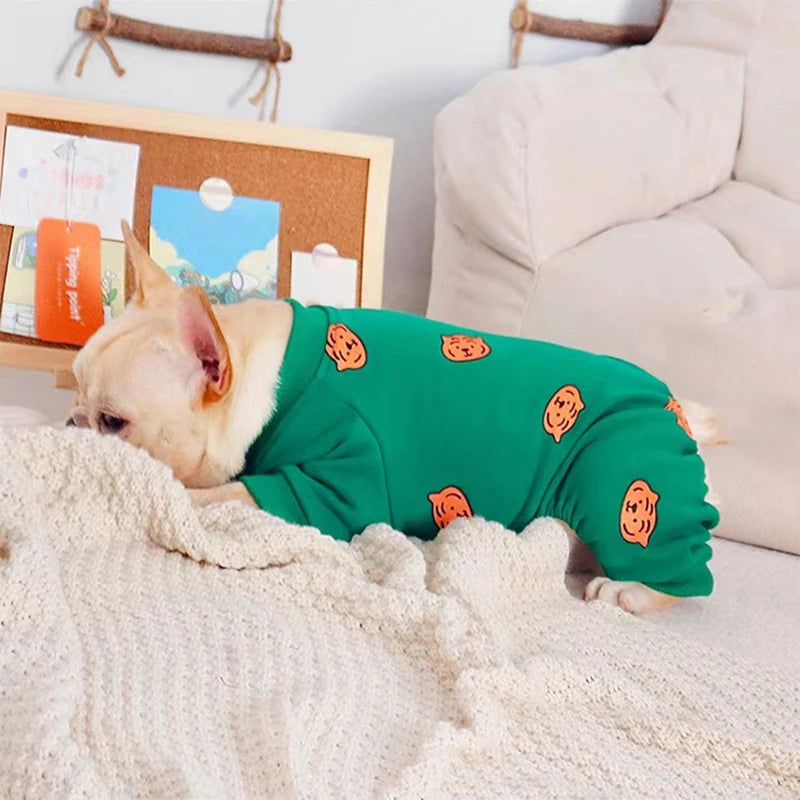 Cute Tiger Print Pet Dog 4 Legs Jumpsuit Winter Warm Clothes for Small Medium Puppy Dogs French Bulldog Pug Dropshipping XBC20