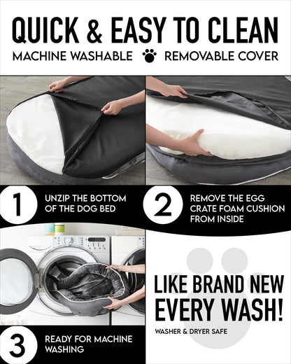 35In Luxury Sofa-Style Pet Orthopedic Bed for Large and Medium Dogs – Removable Machine-Washable Plush Cover, 4-Sided Bolster, Non-Slip Bottom, Size 35"X28"X6" Gray