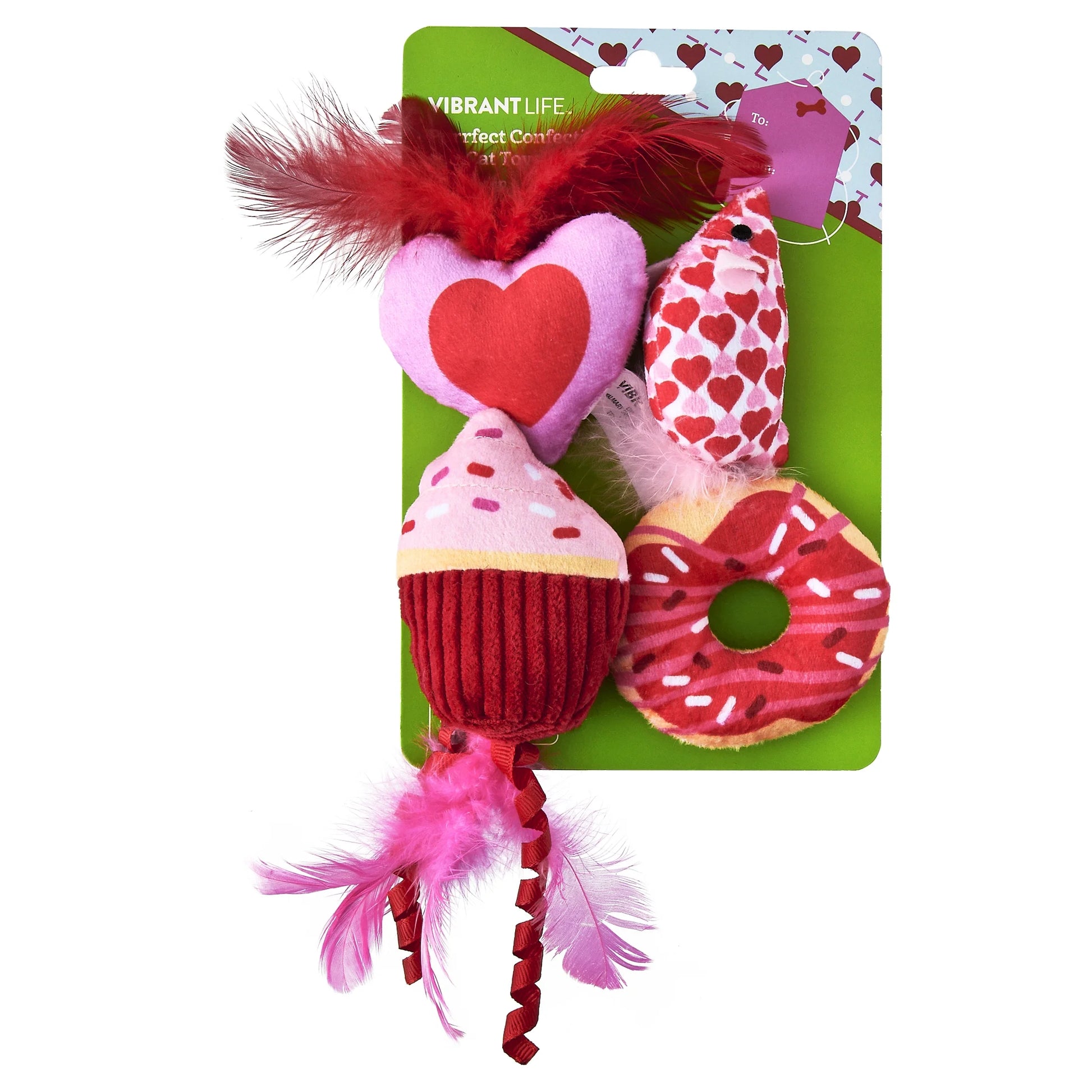 Valentine'S Day Purrfect Collection Plush Cat Toys with Catnip, Multicolor, 4 Count