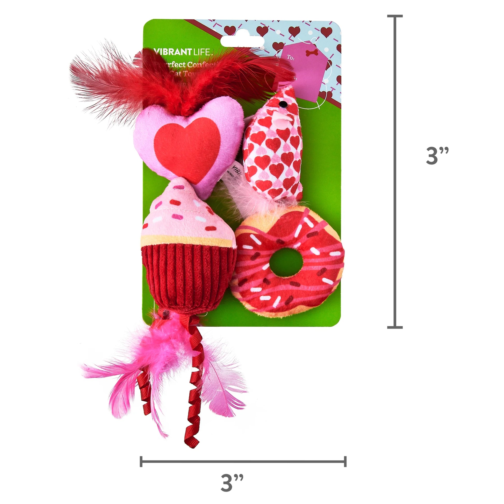 Valentine'S Day Purrfect Collection Plush Cat Toys with Catnip, Multicolor, 4 Count
