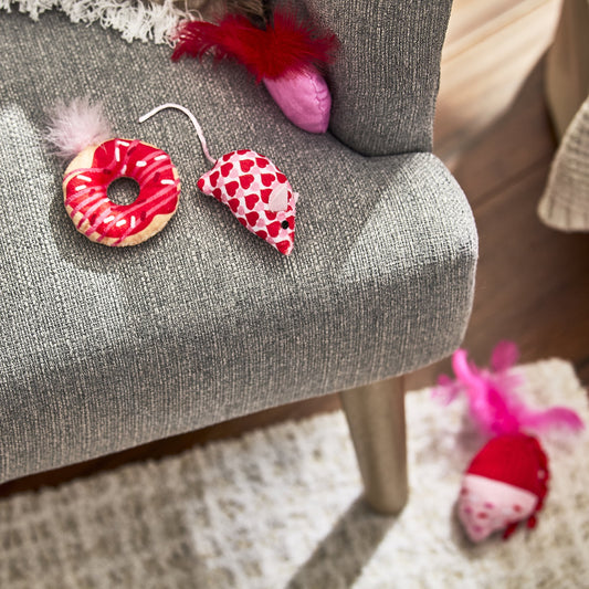 Valentine'S Day Purrfect Collection Plush Cat Toys with Catnip, Multicolor, 4 Count