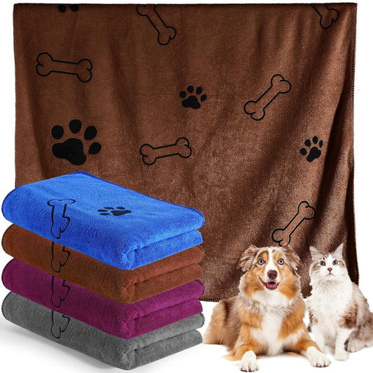 4 Pcs Dog Towels for Drying Dog Puppy Bulk Microfiber Absorbent Paw Towel Pet Bathing Supplies Quick Drying for Medium Ca