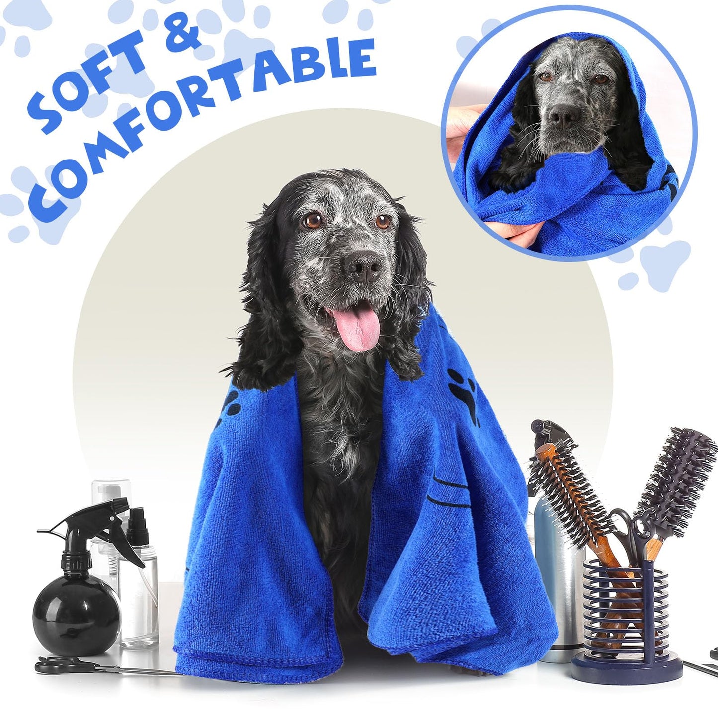 4 Pcs Dog Towels for Drying Dog Puppy Bulk Microfiber Absorbent Paw Towel Pet Bathing Supplies Quick Drying for Medium Ca