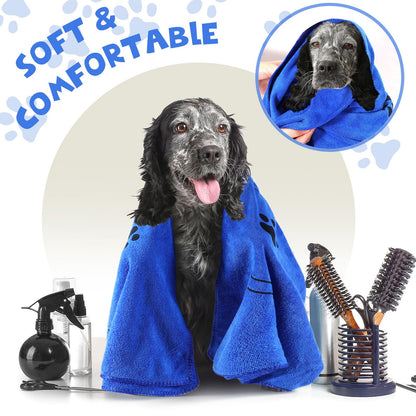 4 Pcs Dog Towels for Drying Dog Puppy Bulk Microfiber Absorbent Paw Towel Pet Bathing Supplies Quick Drying for Medium Ca