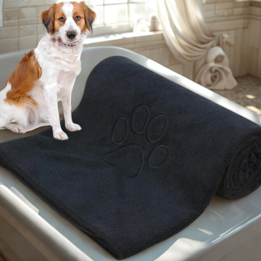 Super Absorbent Microfiber Dog Towel - Black, 30x50 inches