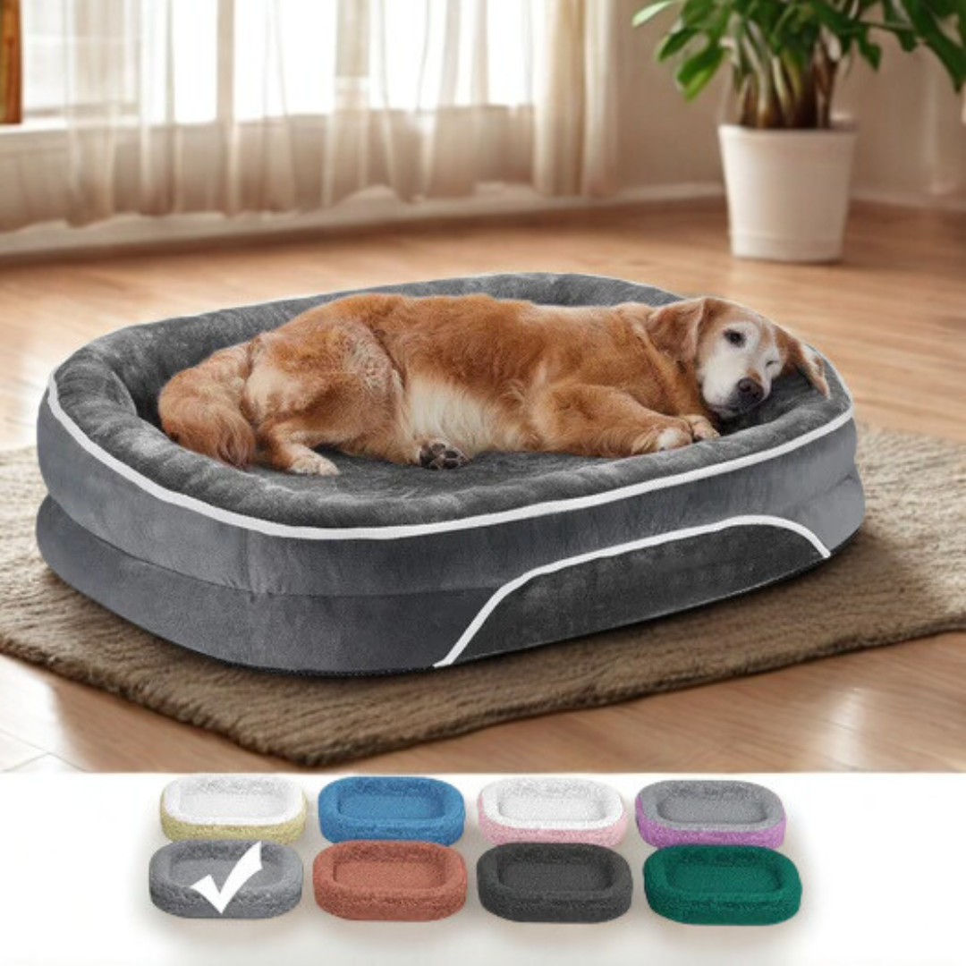 Luxury Orthopedic Dog Sofa Bed - Gray, 35x28 inches